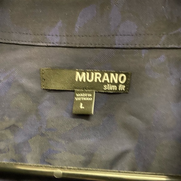 Murano Slim Fit Long Sleeve Navy Blue Floral Button Up - Picture 4 of 5